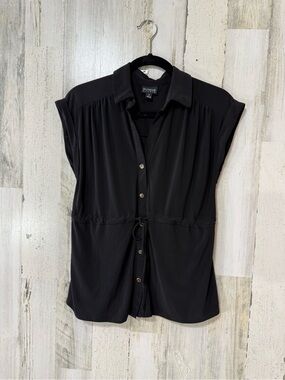 Enfocus Studio Black Button-Front Drawstring Shirt